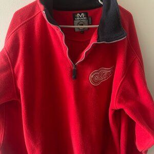 Vintage 90s Detroit Red Wings Zip Up Sports Fleece Pullover sz L NHL Hockey
